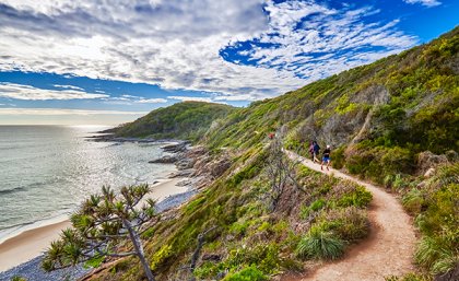 Ocean path winding its way above the ocean at Noosa National Park in Queensland